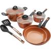imageGibson Home EcoFriendly Hummington with Induction Base Forged Aluminum NonStick Ceramic Cookware with Soft Touch Bakelite Handle 12Inch Fry Pan Metallic CopperMetallic Copper