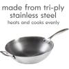 imageKenmore Elite Luke Hybrid 12quot TriPly Stainless Steel PFOA Free Nonstick Wok Pan WLid Metal Utensil SafeSilver