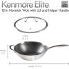 imageKenmore Elite Luke Hybrid 12quot TriPly Stainless Steel PFOA Free Nonstick Wok Pan WLid Metal Utensil SafeSilver