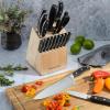 imageKenmore Kane Stainless Steel Forged Triple Riveted Cutlery Knife Block Set 14Piece Glacier BlueBlackAshwood Block