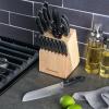 imageKenmore Kane Stainless Steel Forged Triple Riveted Cutlery Knife Block Set 14Piece Glacier BlueBlackAshwood Block