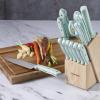 imageKenmore Kane Stainless Steel Forged Triple Riveted Cutlery Knife Block Set 14Piece Glacier BlueGlacier Blue