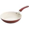 imageKenmore Nonstick Ceramic Coated Forged Aluminum Induction Cookware 2PC  Fry Pan Set Metallic BlueMetallic Red