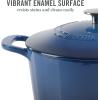 imageMARTHA STEWART Gatwick 7 QT Enamel Cast Iron Dutch Oven LavenderClassic Blue
