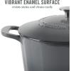 imageMARTHA STEWART Gatwick 7 QT Enamel Cast Iron Dutch Oven LavenderClassic Gray