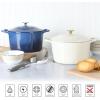 imageMARTHA STEWART Gatwick 7 QT Enamel Cast Iron Dutch Oven LavenderLinen w Gold Knob