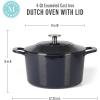 imageMARTHA STEWART Gatwick 7 QT Enamel Cast Iron Dutch Oven LavenderNavy Blue