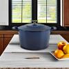 imageMARTHA STEWART Gatwick 7 QT Enamel Cast Iron Dutch Oven LavenderNavy w Gold Knob