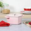imageMARTHA STEWART Gatwick 7 QT Enamel Cast Iron Dutch Oven LavenderPink Heart Shaped