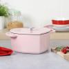 imageMARTHA STEWART Gatwick 7 QT Enamel Cast Iron Dutch Oven LavenderPink Heart Shaped