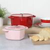 imageMARTHA STEWART Gatwick 7 QT Enamel Cast Iron Dutch Oven LavenderPink Heart Shaped