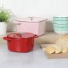 imageMARTHA STEWART Gatwick 7 QT Enamel Cast Iron Dutch Oven LavenderRed Heart Shaped