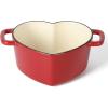 imageMARTHA STEWART Gatwick 7 QT Enamel Cast Iron Dutch Oven LavenderRed Heart Shaped