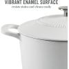 imageMARTHA STEWART Gatwick 7 QT Enamel Cast Iron Dutch Oven LavenderWhite Matte
