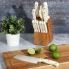 imageOster Lindbergh 14 Piece Stainless Steel Cutlery Set Black Block Teal HandlesTealBlackEvansville Linen White