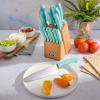 imageOster Lindbergh 14 Piece Stainless Steel Cutlery Set Black Block Teal HandlesTealBlackEvansville TurquoiseWood