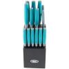 imageOster Lindbergh 14 Piece Stainless Steel Cutlery Set Black Block Teal HandlesTealBlackLindbergh TealGrey