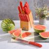imageOster Scottsdale Stainless Steel Kitchen Knife Cutlery Block Set 14Piece Red