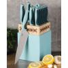 imageSpice by Tia Mowry Savory Saffron 14 Piece Cutlery Knife Block Set  GrayAqua Blue