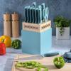 imageSpice by Tia Mowry Savory Saffron 14 Piece Cutlery Knife Block Set  GrayAqua Blue