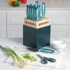 imageSpice by Tia Mowry Savory Saffron 14 Piece Cutlery Knife Block Set  GrayTeal
