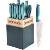 imageSpice by Tia Mowry Savory Saffron 14 Piece Cutlery Knife Block Set  GrayTeal