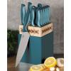 imageSpice by Tia Mowry Savory Saffron 14 Piece Cutlery Knife Block Set  GrayTeal