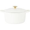 imageCrockPot Artisan Oval Enameled Cast Iron Dutch Oven 7Quart Scarlet RedMatte Linen White w Gold Knob