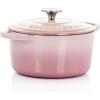 imageCrockPot Artisan Round Enameled Cast Iron Dutch Oven 7Quart Pistachio GreenBlush Pink