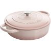 imageCrockPot Crock Pot Artisan Enameled Cast Iron Braiser WLid 5 Quart Scarlet RedBlush Pink