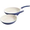 imageKenmore Nonstick Ceramic Coated Forged Aluminum Induction Cookware 2PC  Fry Pan Set Metallic BlueMetallic Blue