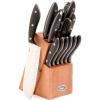 imageOster Huxford 14 Piece Stainless Steel Cutlery Mahogany Wood Block Set Black