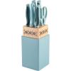 imageSpice by Tia Mowry Savory Saffron 14 Piece Cutlery Knife Block Set  GrayAqua Blue
