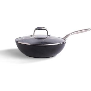 imageAllInOne NonStick Fry Pan Meets Wok with Lid 11Inch Blue ampamp SilverBlack  Silver