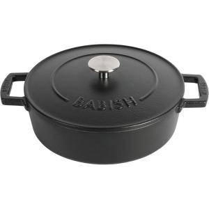 imageBabish Round Enamel Cast Iron Dutch Oven wLid 6Quart Matte BlackBraiser wLid 3Quart