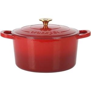 imageCrockPot Artisan Oval Enameled Cast Iron Dutch Oven 7Quart Scarlet RedGradient Red