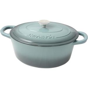 imageCrockPot Artisan Oval Enameled Cast Iron Dutch Oven 7Quart Scarlet RedSlate Gray