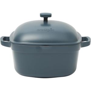 imageCrockPot Artisan Round Enameled Cast Iron Dutch Oven 7Quart Pistachio GreenMatte Blue Northvale