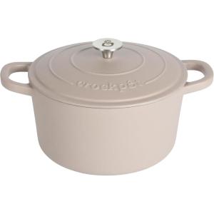 imageCrockPot Artisan Round Enameled Cast Iron Dutch Oven 7Quart Pistachio GreenMatte Dusty Pink