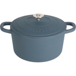 imageCrockPot Artisan Round Enameled Cast Iron Dutch Oven 7Quart Pistachio GreenMatte Navy Blue
