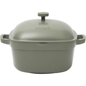 imageCrockPot Artisan Round Enameled Cast Iron Dutch Oven 7Quart Pistachio GreenMatte Sage Green Northvale