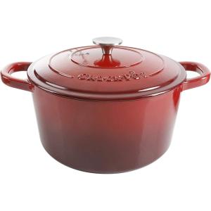 imageCrockPot Artisan Round Enameled Cast Iron Dutch Oven 7Quart Pistachio GreenScarlet Red