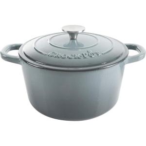 imageCrockPot Artisan Round Enameled Cast Iron Dutch Oven 7Quart Pistachio GreenSlate Gray