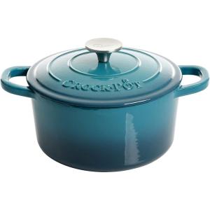 imageCrockPot Artisan Round Enameled Cast Iron Dutch Oven 7Quart Pistachio GreenTeal Ombre