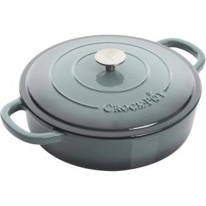 imageCrockPot Crock Pot Artisan Enameled Cast Iron Braiser WLid 5 Quart Scarlet RedSlate Gray