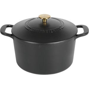 imageMARTHA STEWART Gatwick 7 QT Enamel Cast Iron Dutch Oven LavenderBlack Matte