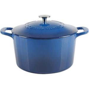 imageMARTHA STEWART Gatwick 7 QT Enamel Cast Iron Dutch Oven LavenderClassic Blue