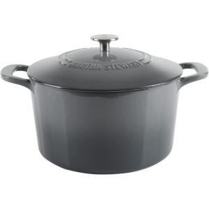 imageMARTHA STEWART Gatwick 7 QT Enamel Cast Iron Dutch Oven LavenderClassic Gray