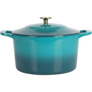 imageMARTHA STEWART Gatwick 7 QT Enamel Cast Iron Dutch Oven LavenderEmerald Ombre