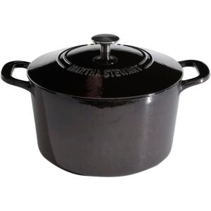 imageMARTHA STEWART Gatwick 7 QT Enamel Cast Iron Dutch Oven LavenderGun Metal Gray